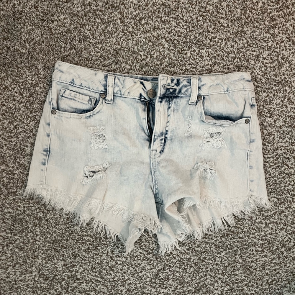 Altar'd State Distressed Jean Shorts - Light Blue